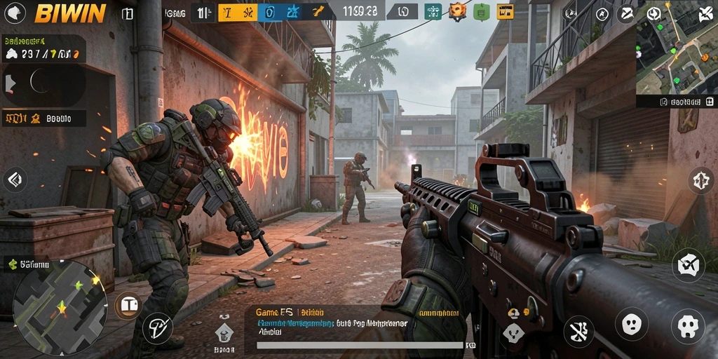 Tampilan gameplay BIWIN saat pertarungan seru dalam mode FPS.