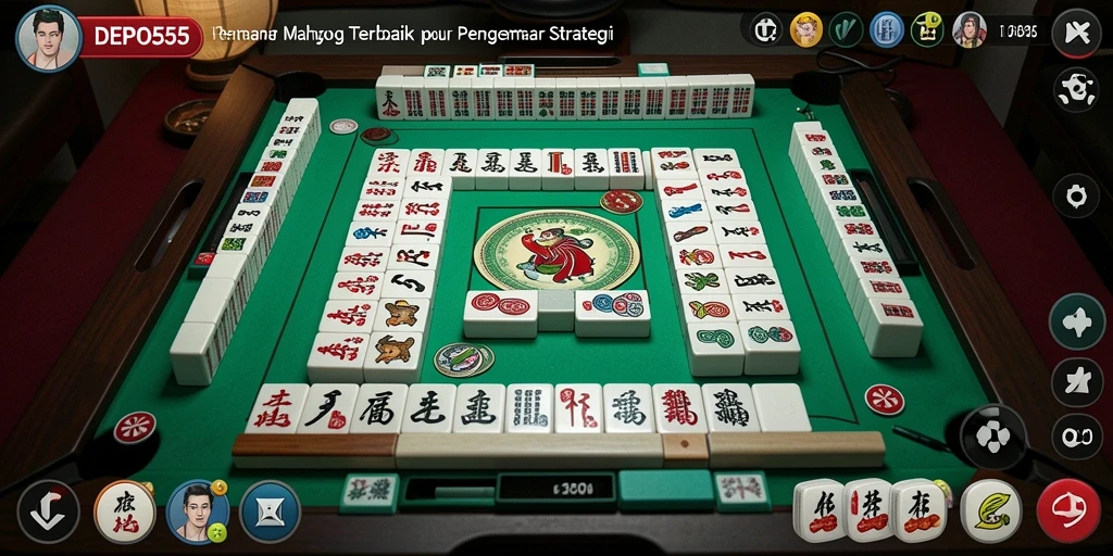 Tampilan gameplay menarik dari DEPO555 dengan grafik Mahjong yang menawan.
