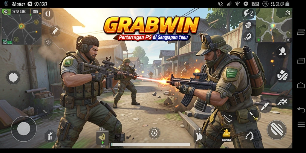 Screenshot menampilkan aksi seru dalam gameplay FPS GRABWIN.
