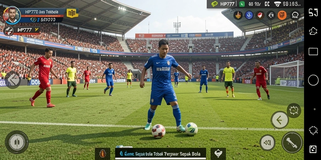 Tampilan gameplay HP777 yang seru dalam pertandingan sepak bola.