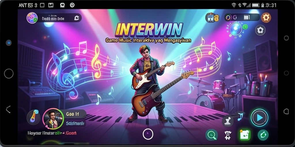 Tampilan screenshot INTERWIN yang menampilkan gameplay musik yang dinamis.