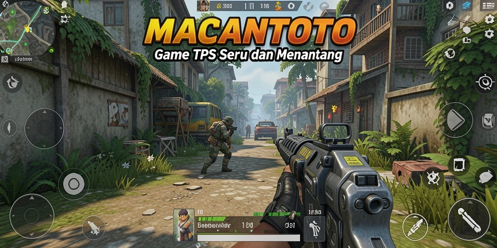 Screenshot gameplay MACANTOTO menampilkan aksi seru dalam pertempuran TPS.