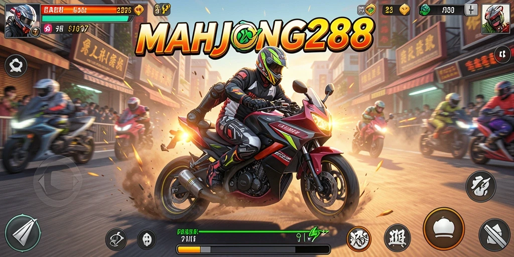 Tampilan seru balapan motor di MAHJONG288.