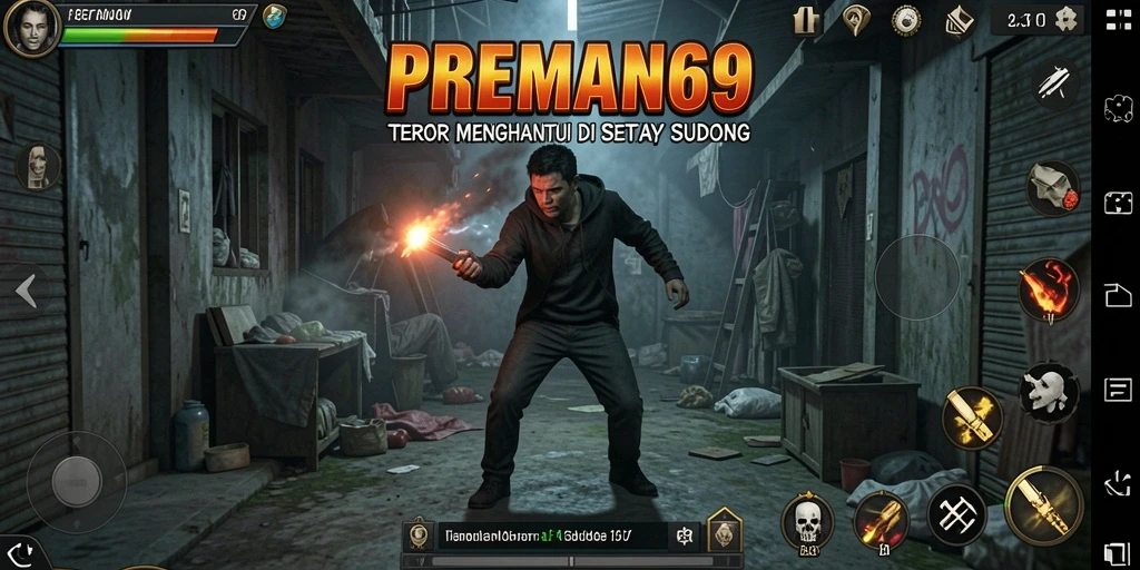Tampilan gameplay PREMAN69 yang mencekam dan menegangkan.