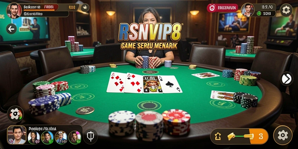 Tangkapan layar gameplay RSNVIP8 menampilkan keseruan permainan Poker.