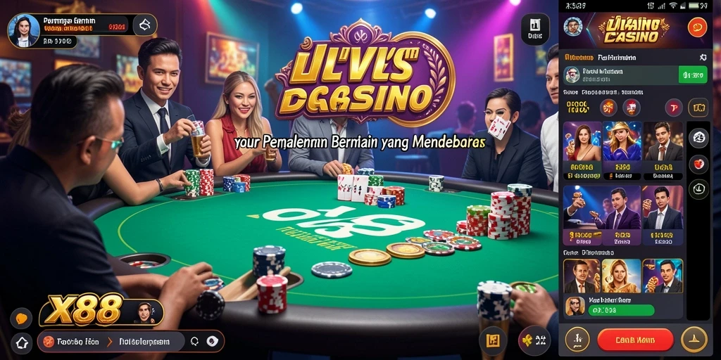 Tampilan menarik gameplay Live Casino di X88 dengan dealer dan pemain berinteraksi.